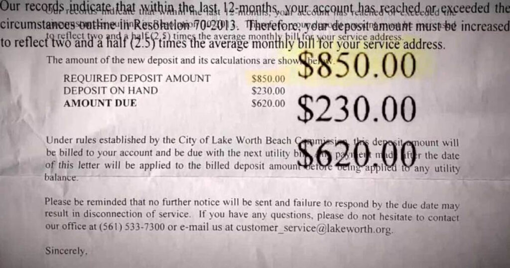  1 400 Electric Deposit Lake Worth Beach Customers Hit With Surprise 