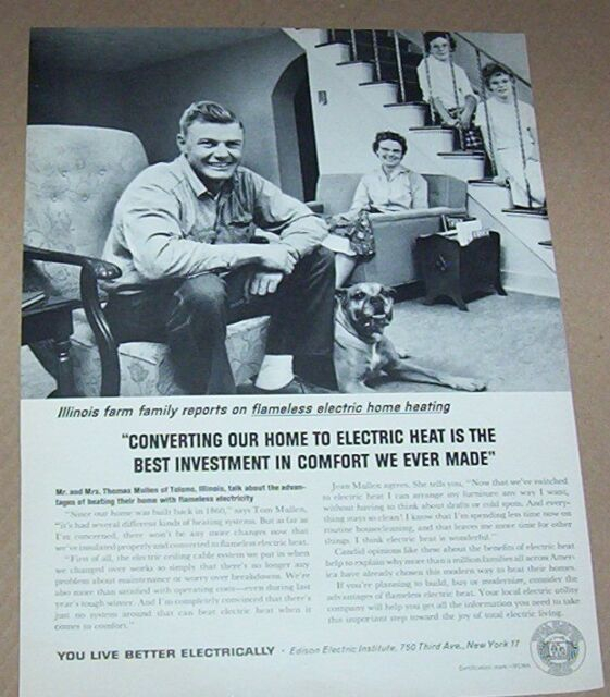 1963 Print Ad Edison Electric Heat MULLEN Family Tolono Illinois 