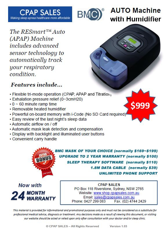 Auto CPAP Machine With Humidifier 999 Including 450 Bonus Value