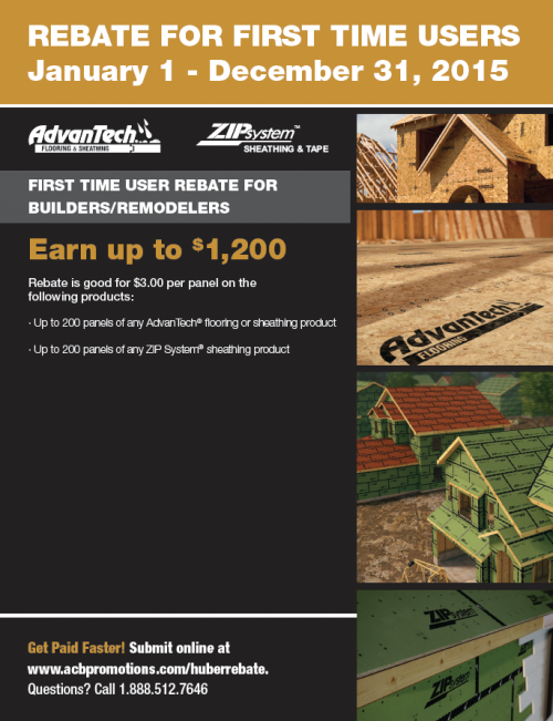 Huber First Time Rebate For Builders And Remodelers