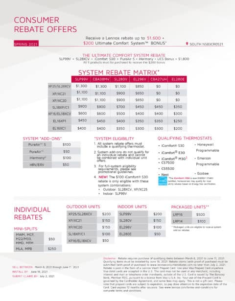 HVAC Promos Rebates On Heating AC Carolina Comfort