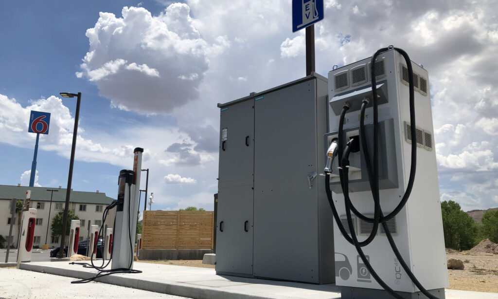 New Electric Car Charging Station On Highway Linking Vegas To California