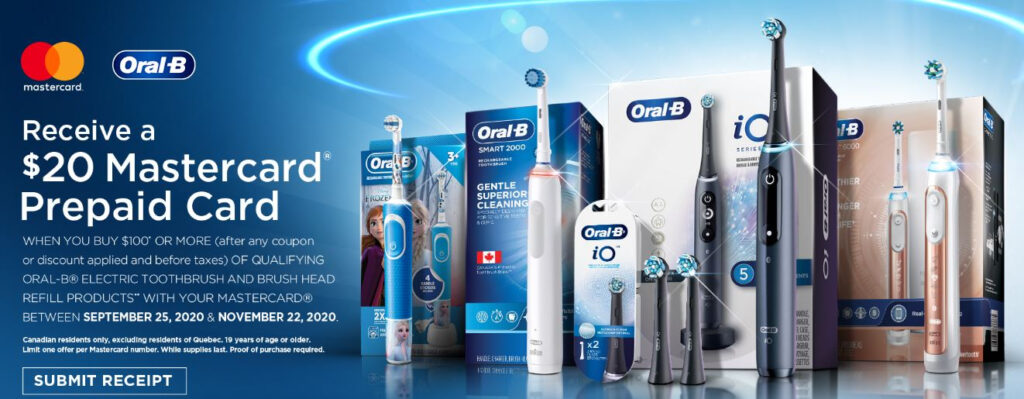 Oral B Canada 20 Prepaid Mastercard Rebate Promotion Canadian 