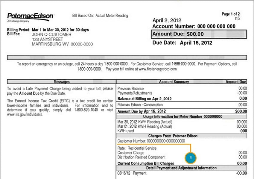 Potomac Edison Bill ElectricityRates