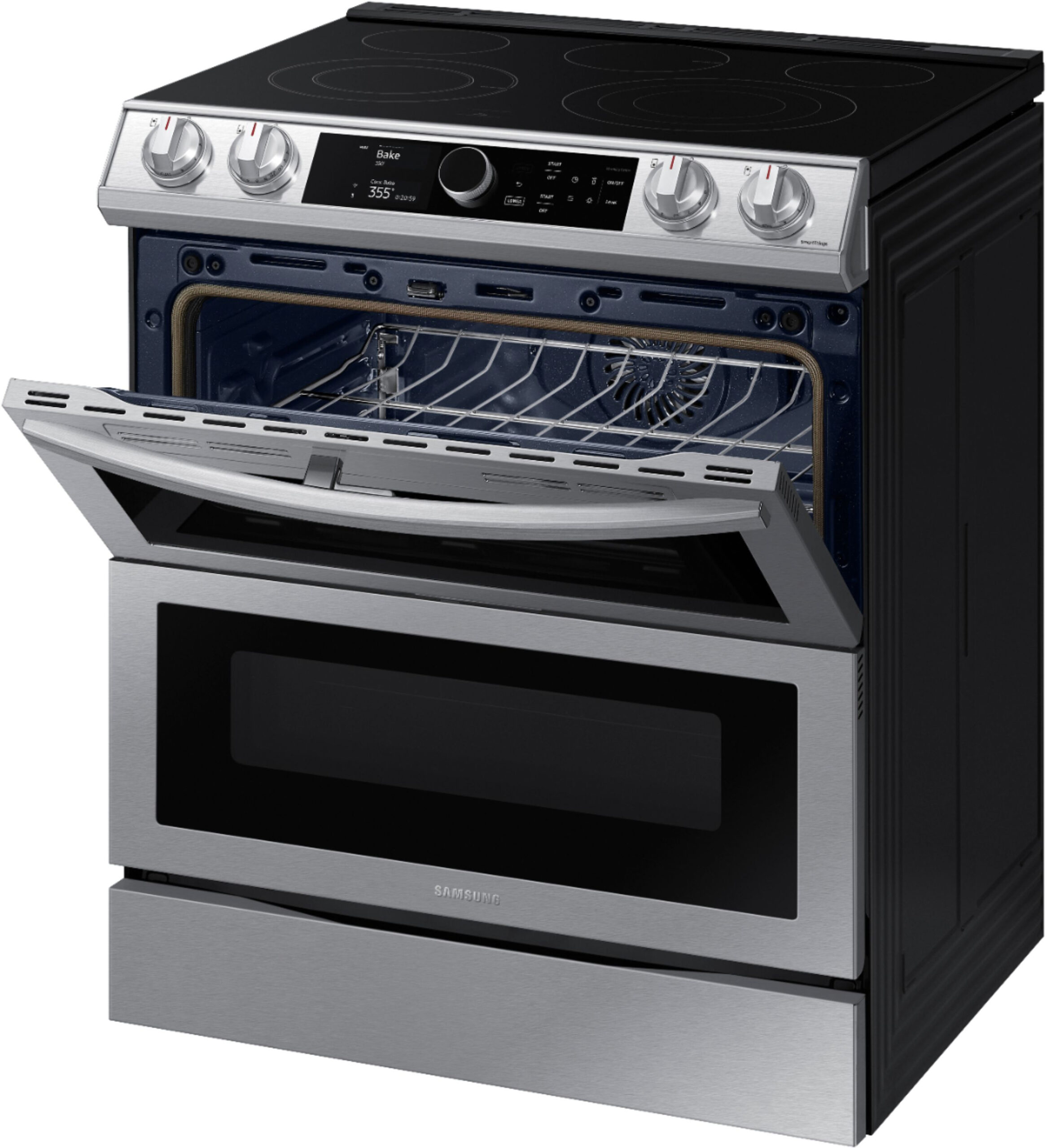 Samsung 6 3 Cu Ft Flex Duo Front Control Slide in Electric Range 