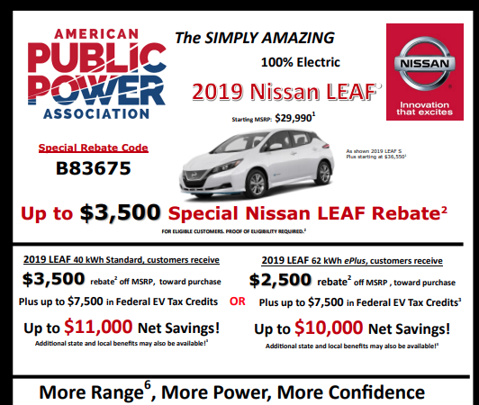 Up To 3 500 Special Nissan LEAF Rebate From APPA Drive Electric 