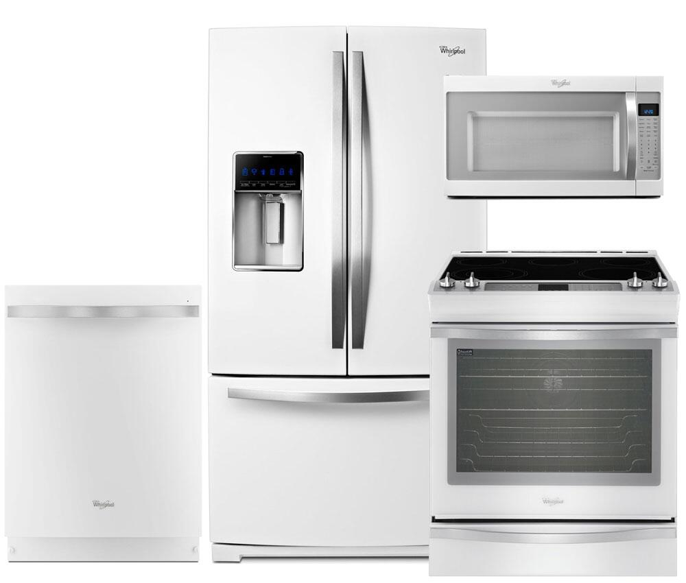 Whirlpool 4 Piece White Ice Kitchen Package With WRF989SDAH 36 Inch 