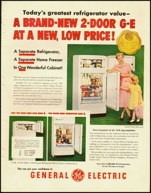 1950 Vintage Ad For General Electric Refrigerator Model NJ 8 G 