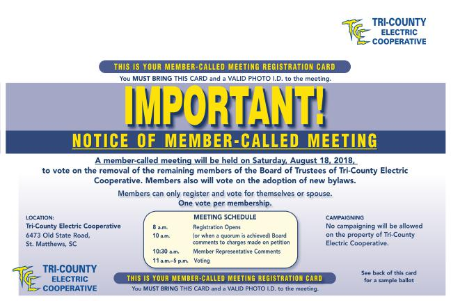 Tri County Electric Holds Member called Meeting August 18