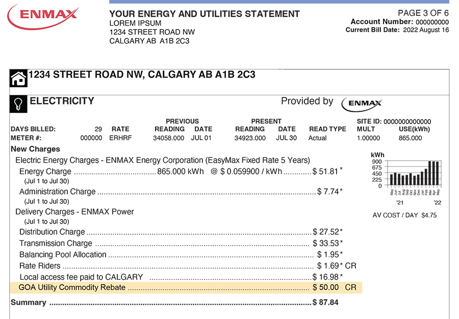 Alberta Government Electricity Rebate Program