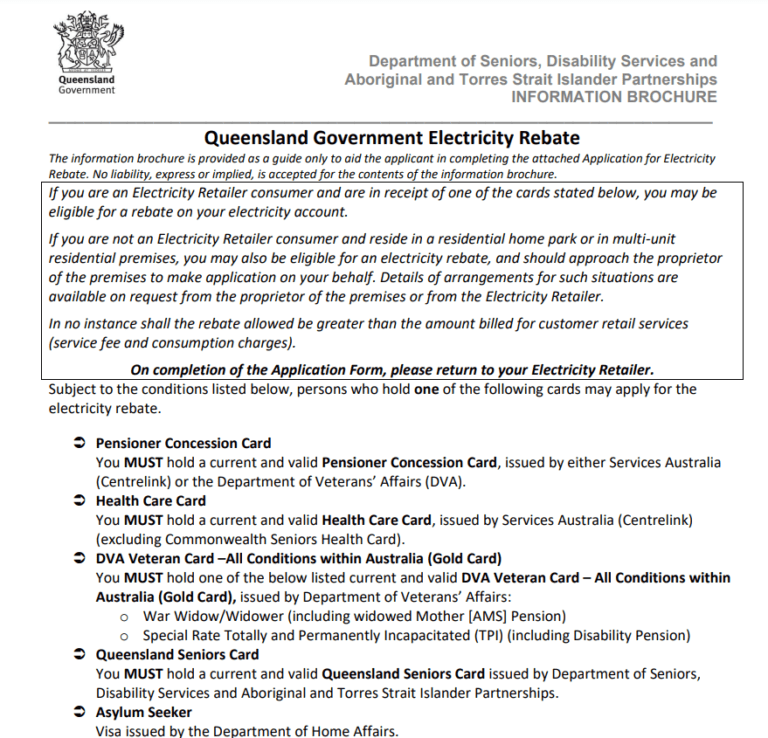 Electricity Rebate Form Qld Concession Printable Rebate Form