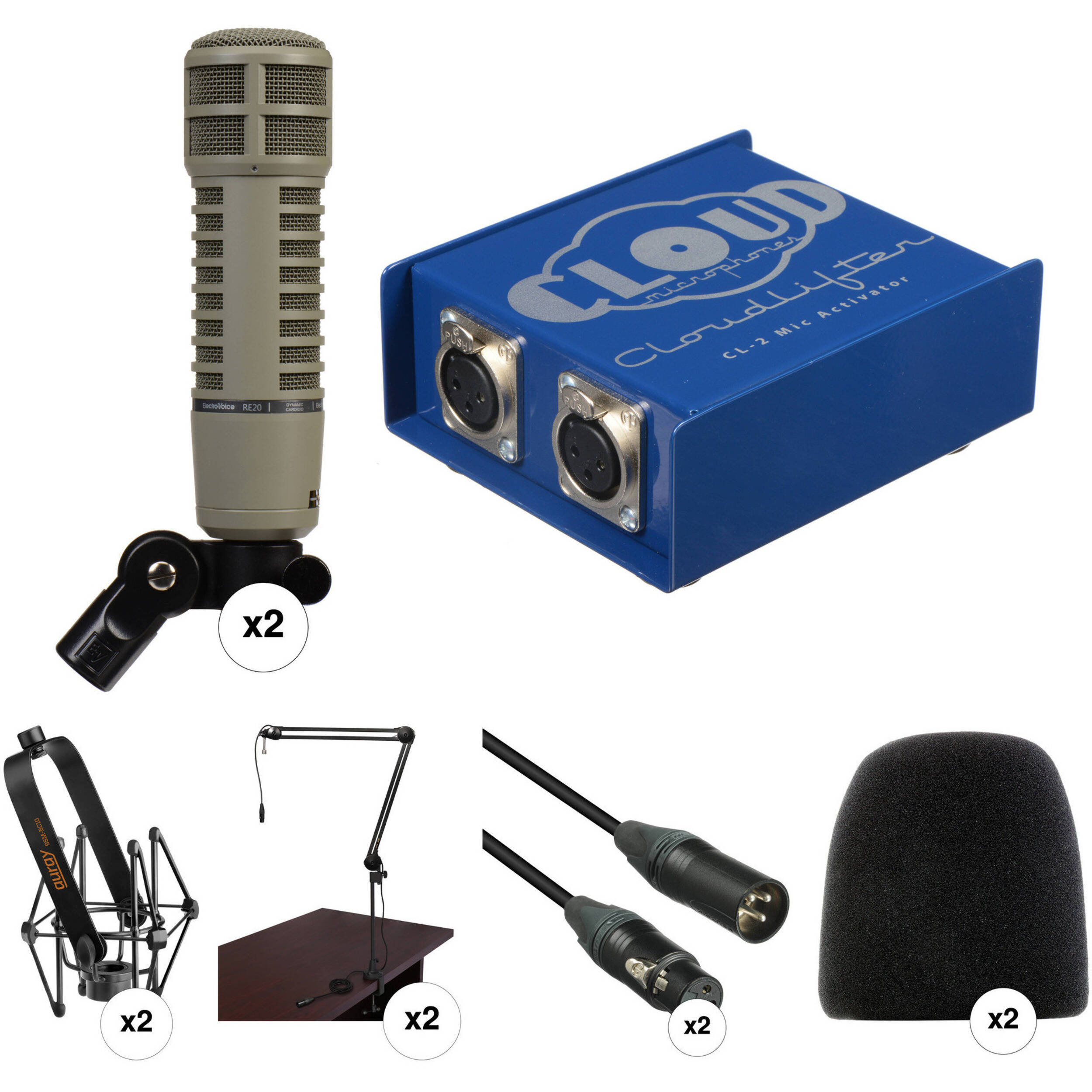 Electro Voice RE20 2 Person Broadcaster And Cloudlifter Kit