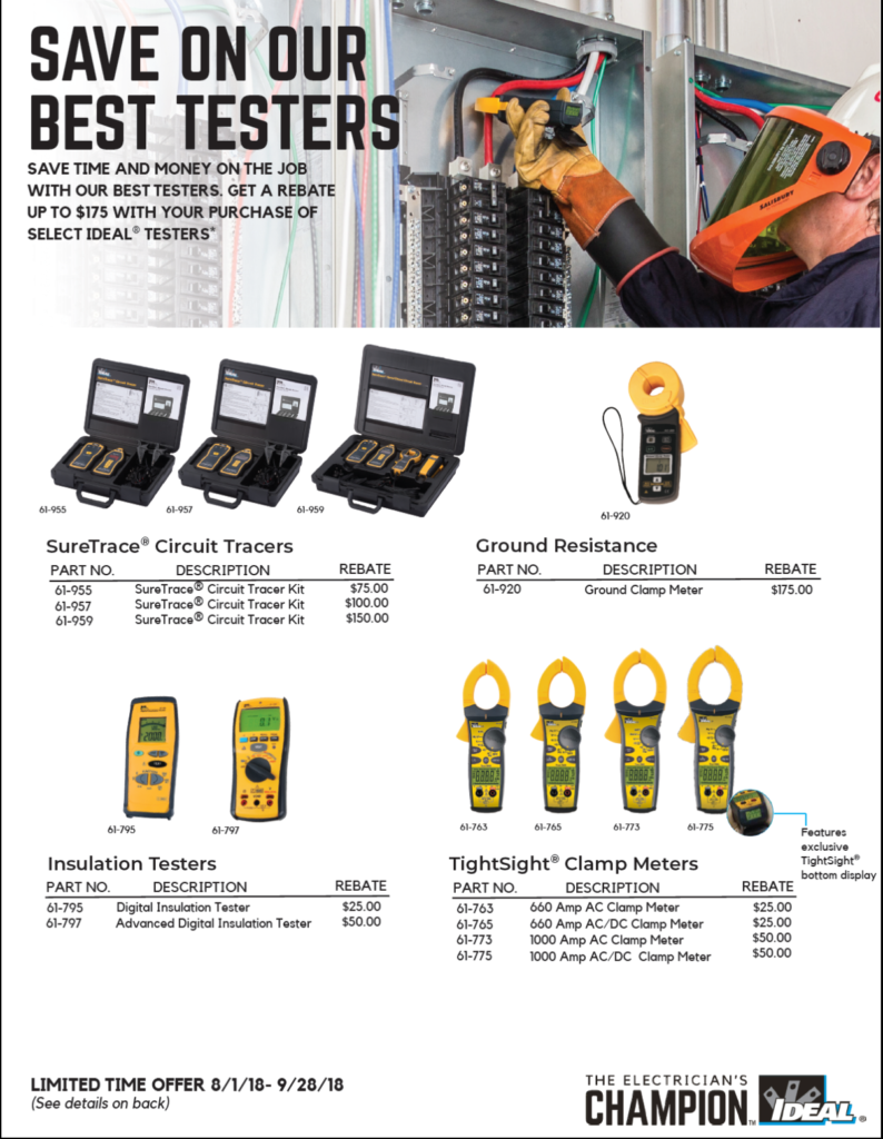 Ideal Tester Rebate K E Electric Supply Corporation