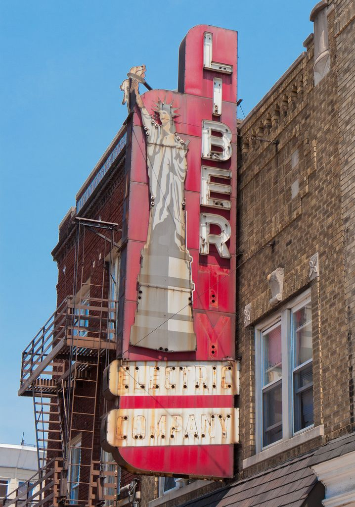 Liberty Electric Company In Bayonne NJ Nice Ghost Sign Vintage Neon 