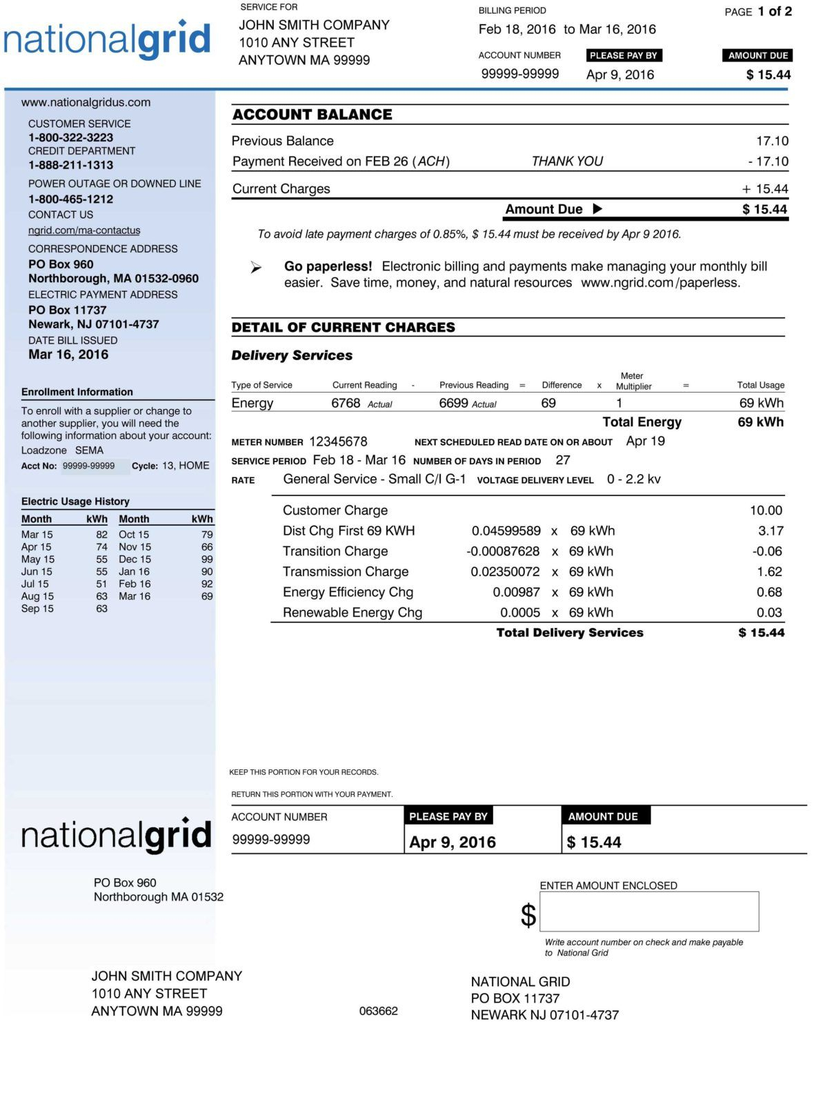 National Grid Bill ElectricityRates