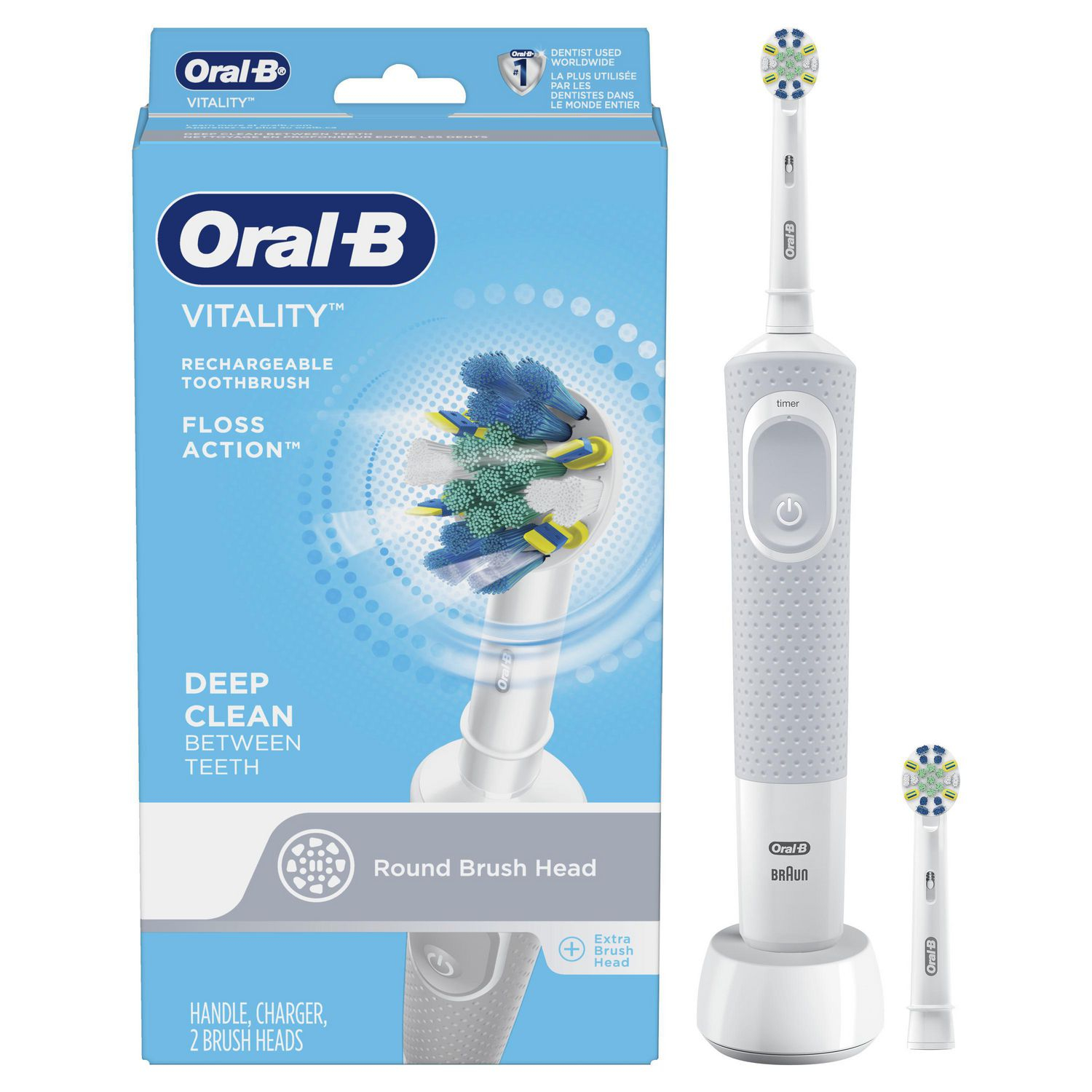 Oral B Vitality FlossAction Electric Rechargeable Toothbrush With 2 