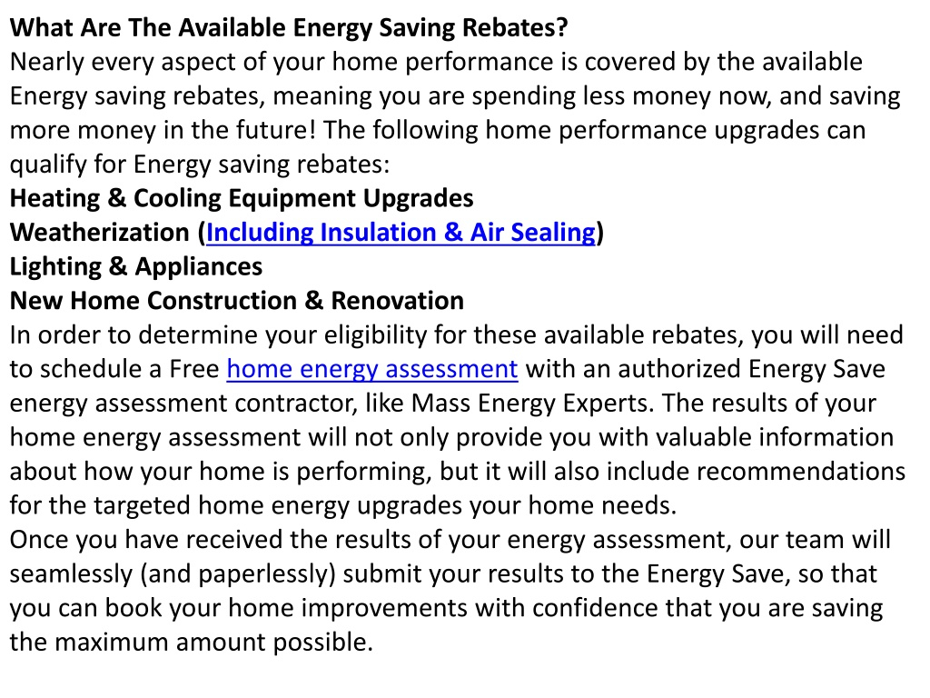 PPT Mass Save Program Rebates Mass Energy Experts MA 