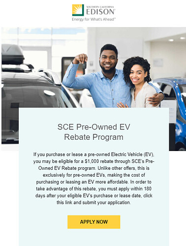 Socal Edison Pre owned Rebate For EVs Off Ramp FORUM LEASEHACKR